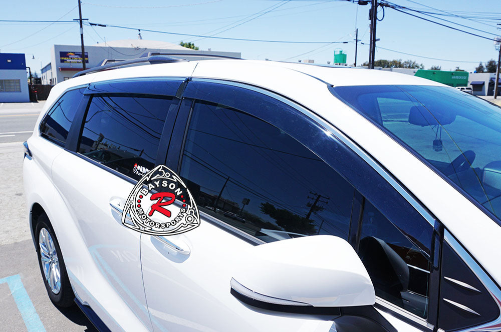 JDM Style Window Visors with Stainless Steel Trim For 2021-2025 Toyota Sienna