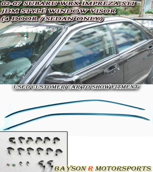 JDM Style Window Visors with Clips For 2002-2007 Subaru Impreza WRX STi (4Dr Sedan)