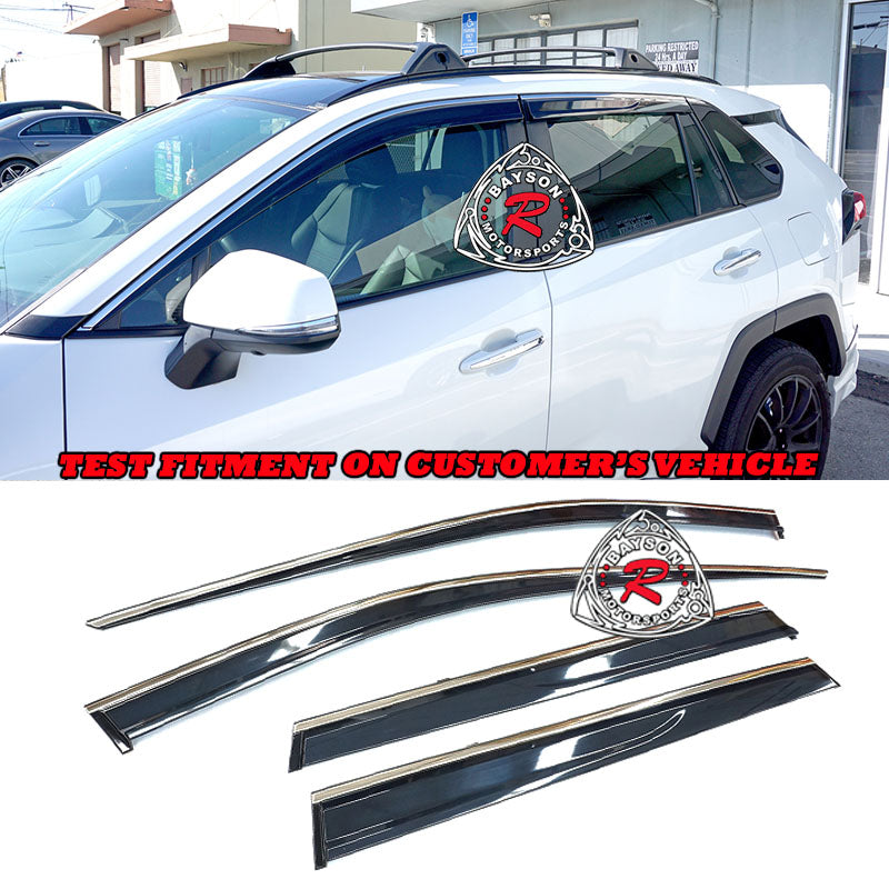 JDM Style Window Visors with Stainless Steel Chrome Trims For 2019-2025 Toyota RAV4