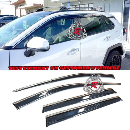 JDM Style Window Visors with Stainless Steel Chrome Trims For 2019-2025 Toyota RAV4