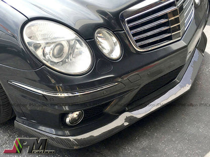 CS2 Style Carbon Fiber Front Bumper Add-on Lip Fits For 2006-2009 Mercedes-Benz W211 E63 AMG Only