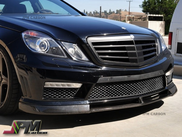 V Style Carbon Fiber Front Bumper Add-on Lip Fits For 2010-2013 Mercedes-Benz W212 Pre-Facelift E63 AMG Only