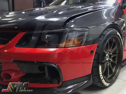 [JPMCarbon] Dry Carbon Front Bumper Air Duct Covers Fits For 2006-2007 Mitsubishi EVO 9th Only