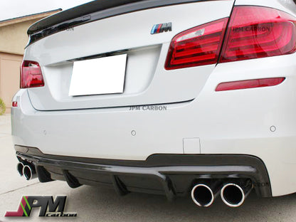 V Style Carbon Fiber Rear Diffuser (For Quad Exhaust Tips) Fits For 2011-2015 BMW F10 5-Series M-Sport Only