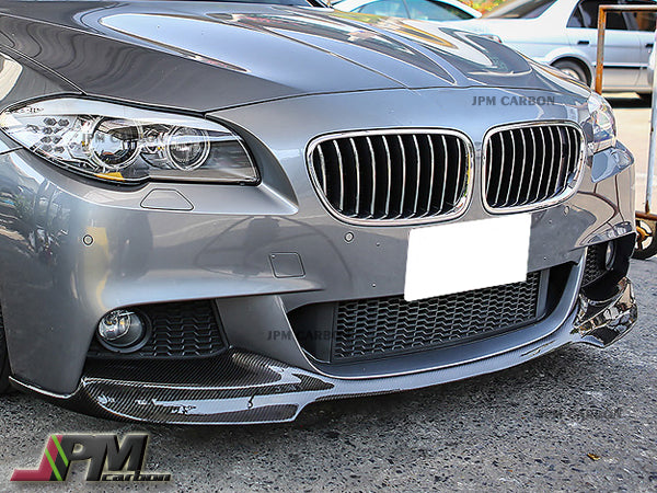 V Style Carbon Fiber Front Bumper Add-on Lip Fits For 2011-2016 BMW F10 5-Series M-Sport Package Only