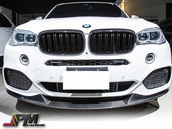 P Style Carbon Fiber Front Bumper Add-on Lip Fits For 2014-2018 BMW F15 X5 M-Sport Only