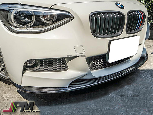 3D Style Carbon Fiber Front Bumper Add-on Lip Fits For 2012-2014 BMW F20 F21 1-Series M-Sport Only