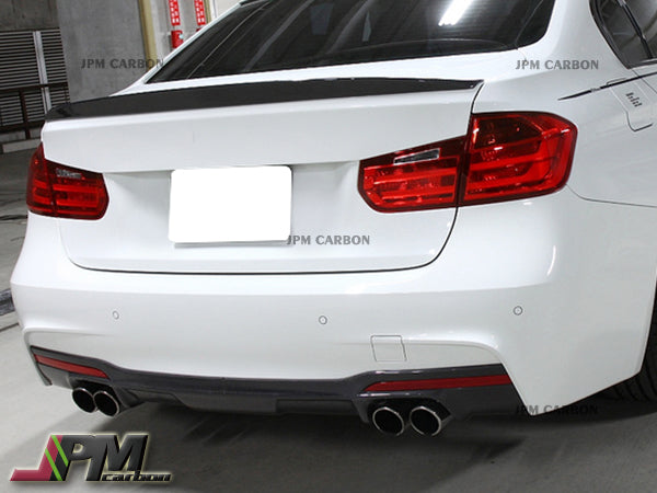 3D Style Carbon Fiber Rear Diffuser (For Quad Exhaust Tips) Fits For 2012-2018 BMW F30 M-Sport Only