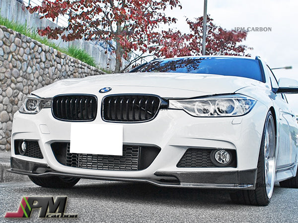 E Style Carbon Fiber Front Bumper Add-on Lip Fits For 2012-2018 BMW F30 F31 with M-Sport Package Only