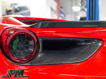 NV Style Dry Carbon Fiber Rear Tail Light Covers Fits For 2015-2019 Ferrari 488 GTB / Spider