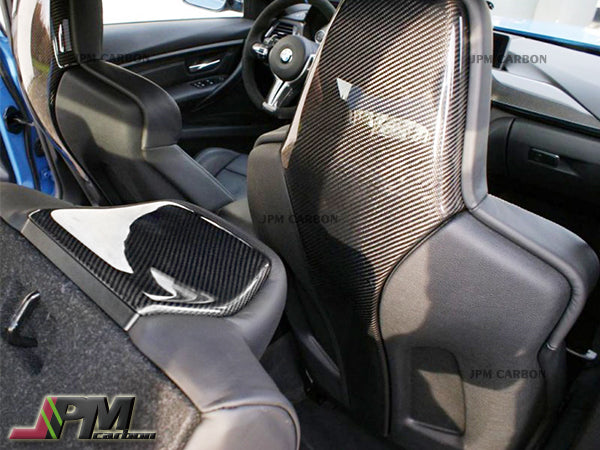 Carbon Fiber Front Seats Back Add-on Trim Covers Fits For 2015-2020 BMW F80 M3 / F82 M4 Only