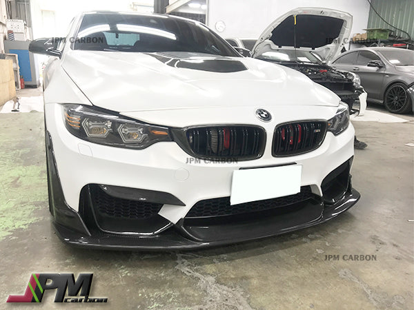 L Style Carbon Fiber Front Bumper Add-on Lips (3pcs) Fits For 2015-2020 BMW F80 M3 / F82 M4 Only