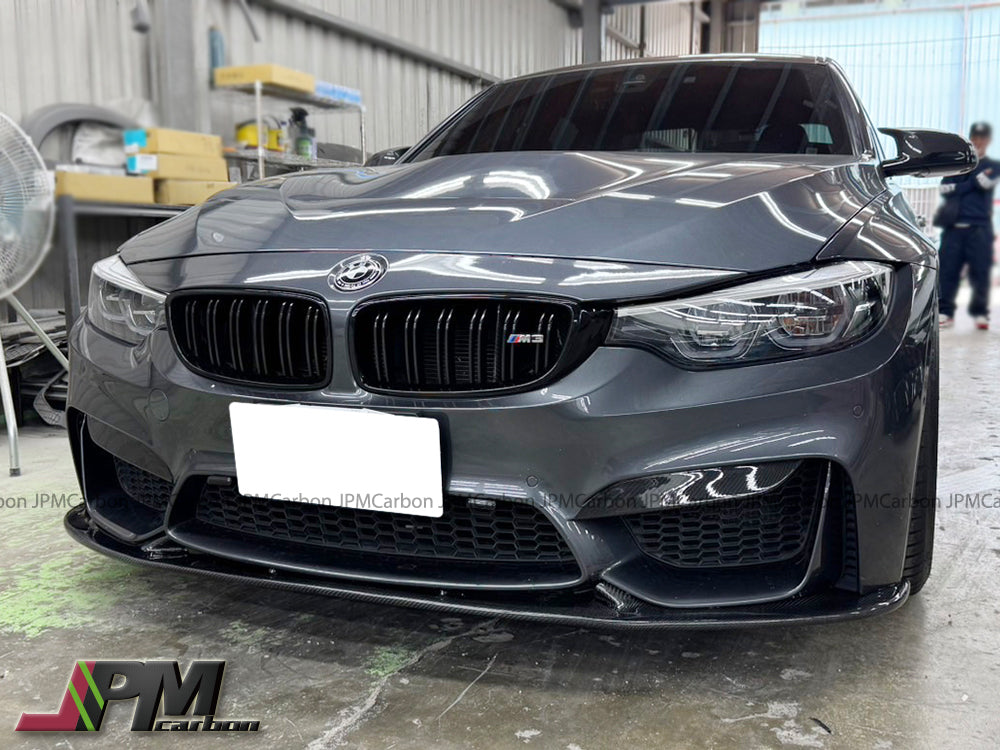 3D Style Carbon Fiber Front Bumper Add-on Lip Fits For 2015-2020 BMW F80 M3 / F82 M4 Only