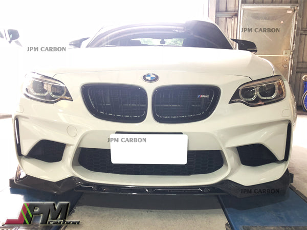 V Style Carbon Fiber Front Bumper Add-on Lip Fits For 2015-2018 BMW F87 M2 Only