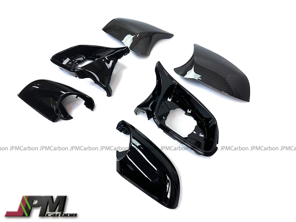 Carbon Fiber Replacement Mirror Covers w/ Gloss Black Housing (6pcs) Fits For 2019-2021 BMW F87 Pre-facelift M2 Only