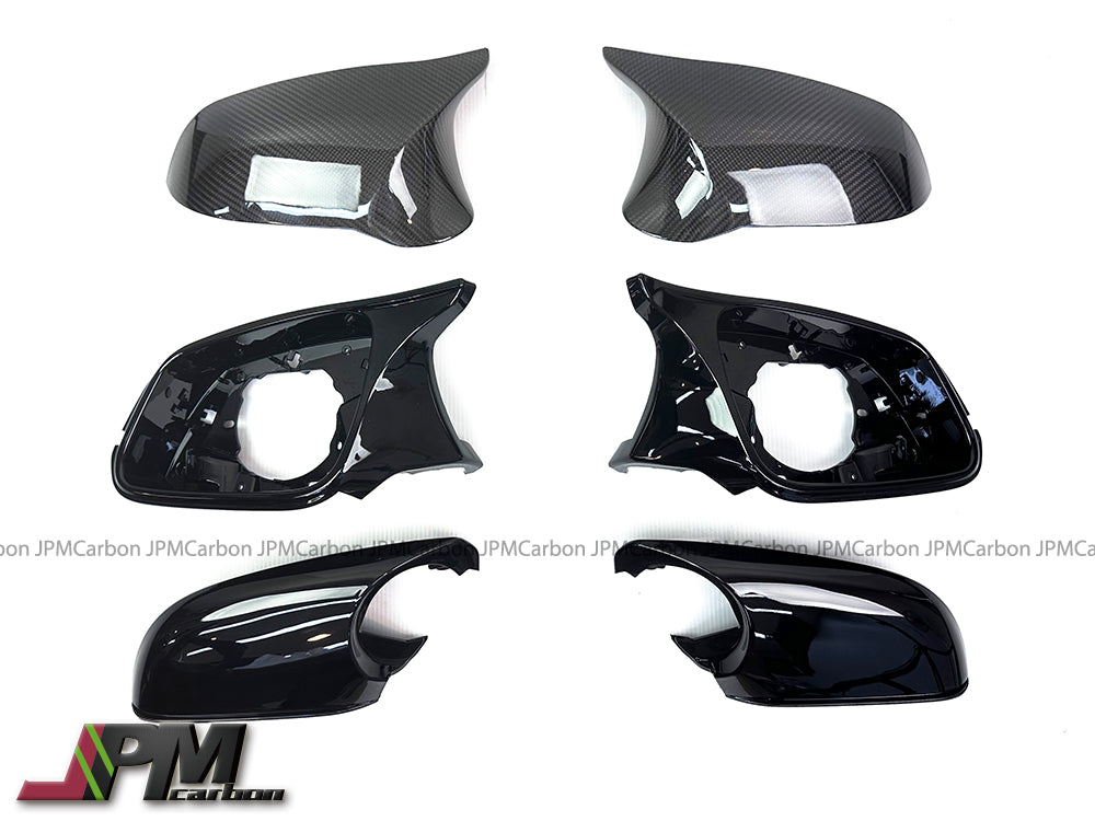 Carbon Fiber Replacement Mirror Covers w/ Gloss Black Housing (6pcs) Fits For 2019-2021 BMW F87 Pre-facelift M2 Only