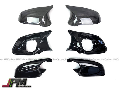 Carbon Fiber Replacement Mirror Covers w/ Gloss Black Housing (6pcs) Fits For 2019-2021 BMW F87 Pre-facelift M2 Only