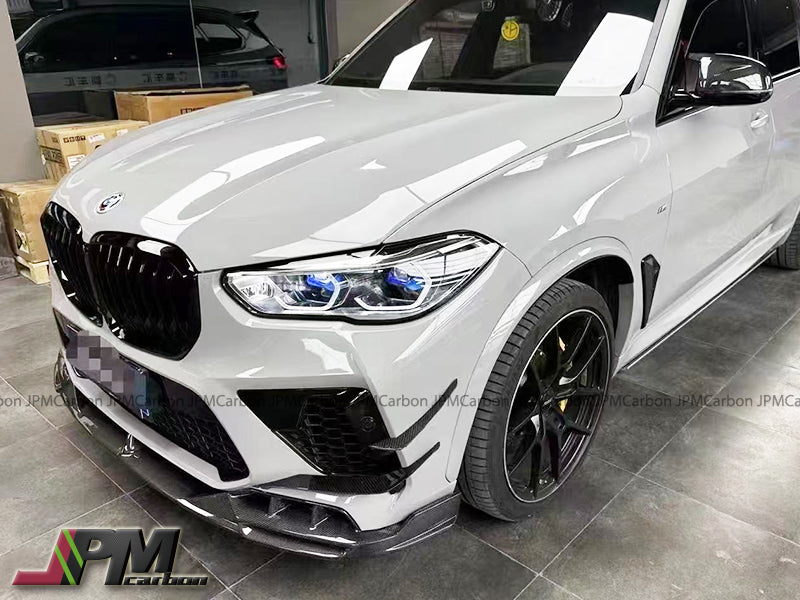 [JPMCarbon] LD Style Carbon Fiber Front Bumper Add-on Lip 3PCS Fits For 2019-2023 BMW F95 X5M Pre-Facelift Model Only