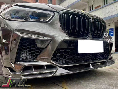[JPMCarbon] LD Style Carbon Fiber Front Bumper Add-on Lip 3PCS Fits For 2019-2023 BMW F95 X5M Pre-Facelift Model Only