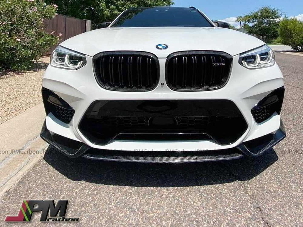 AE Style Carbon Fiber Front Add-on Lip (3pcs) Fits For 2018-2021 BMW F97 X3M / F98 X4M Only