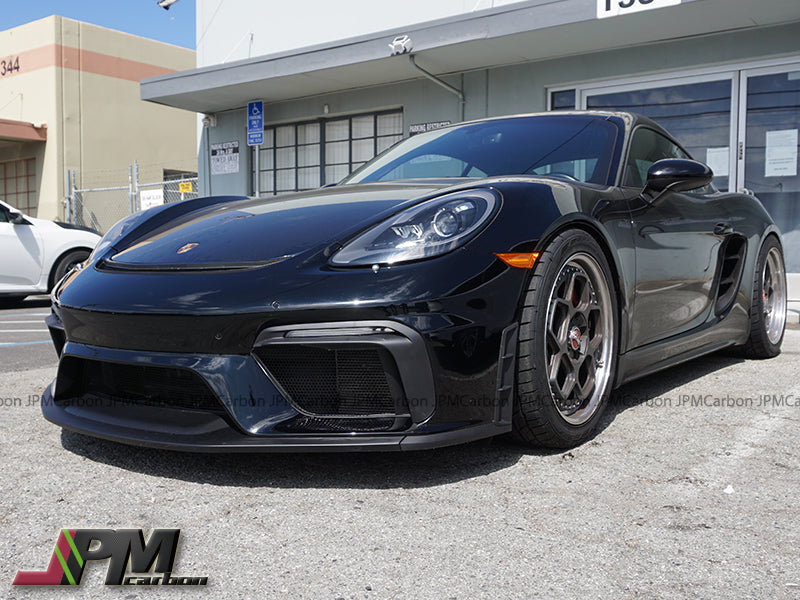 [JPMCarbon] GT4 Style Front Bumper (with Headlight Washer Holes) For 2017-2025 Porsche Boxster, Cayman/S/GTS (718)