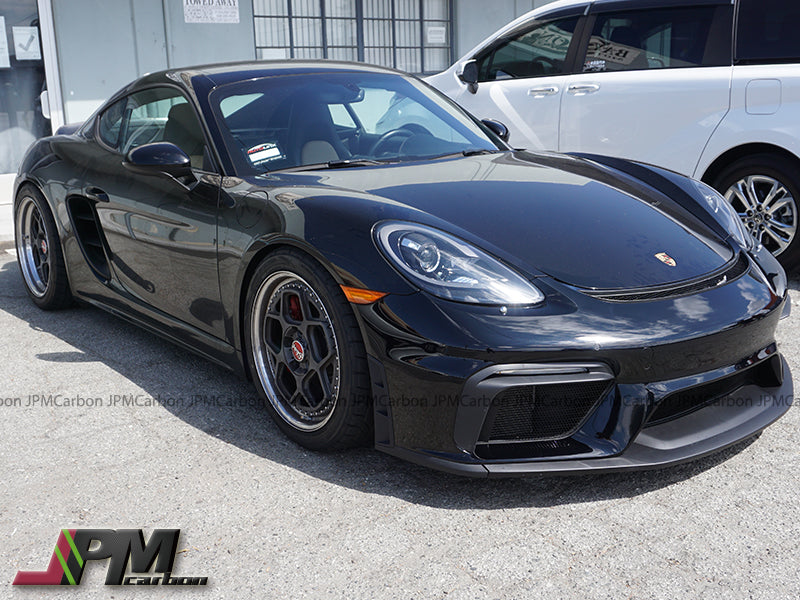 [JPMCarbon] GT4 Style Front Bumper (with Headlight Washer Holes) For 2017-2025 Porsche Boxster, Cayman/S/GTS (718)
