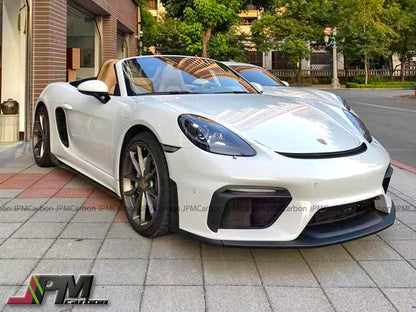 [JPMCarbon] GT4 Style Front Bumper (with Headlight Washer Holes) For 2017-2025 Porsche Boxster, Cayman/S/GTS (718)