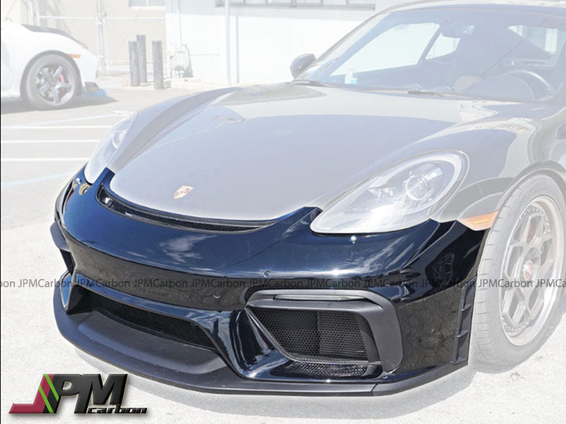 [JPMCarbon] GT4 Style Front Bumper (with Headlight Washer Holes) For 2017-2025 Porsche Boxster, Cayman/S/GTS (718)