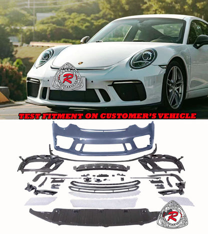 GT3 Style Front Bumper (with Headlight Washer Holes and DRL) For 2012-2019 Porsche 991 991.2