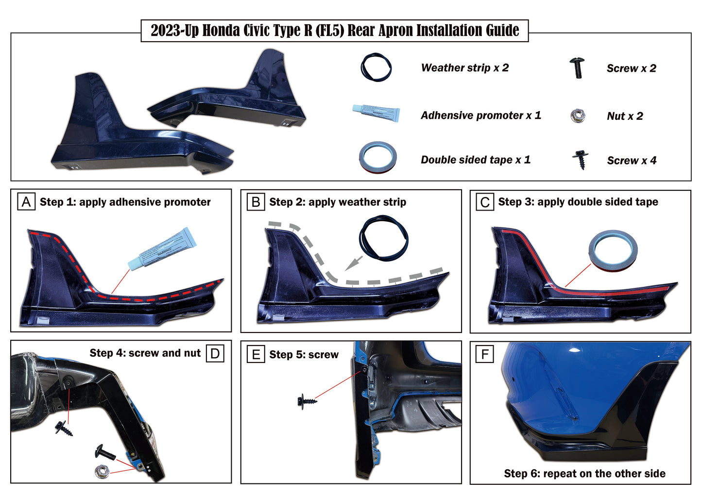 MU Style Rear Lip For 2023-2026 Honda Civic Type R (FL5)
