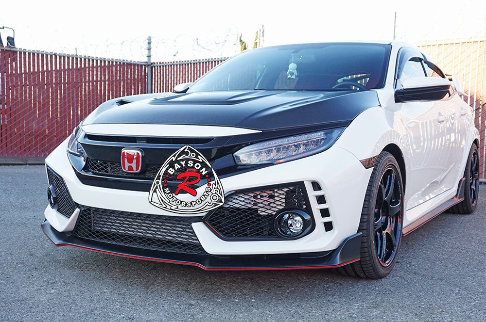 Open Mesh Fog Light Covers (Gloss Black) For 2017-2021 Honda Civic Type R (FK8)
