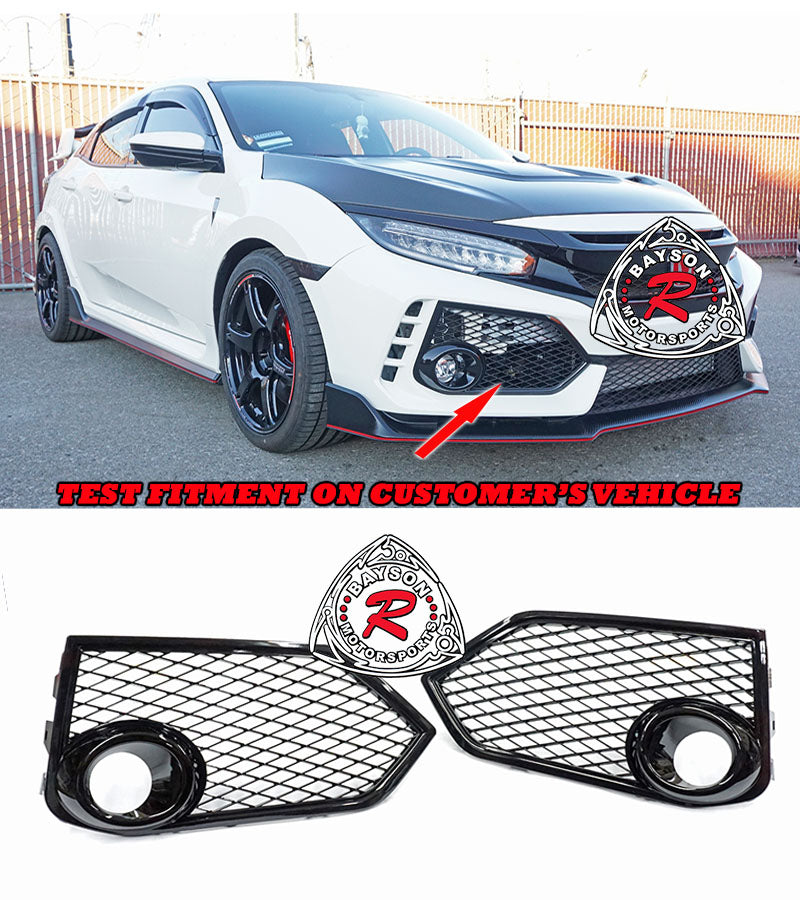 Open Mesh Fog Light Covers (Gloss Black) For 2017-2021 Honda Civic Type R (FK8)