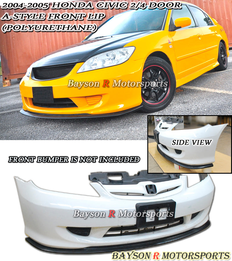 A Style Front Lip For 2004-2005 Honda Civic (2Dr Coupe/4Dr Sedan)