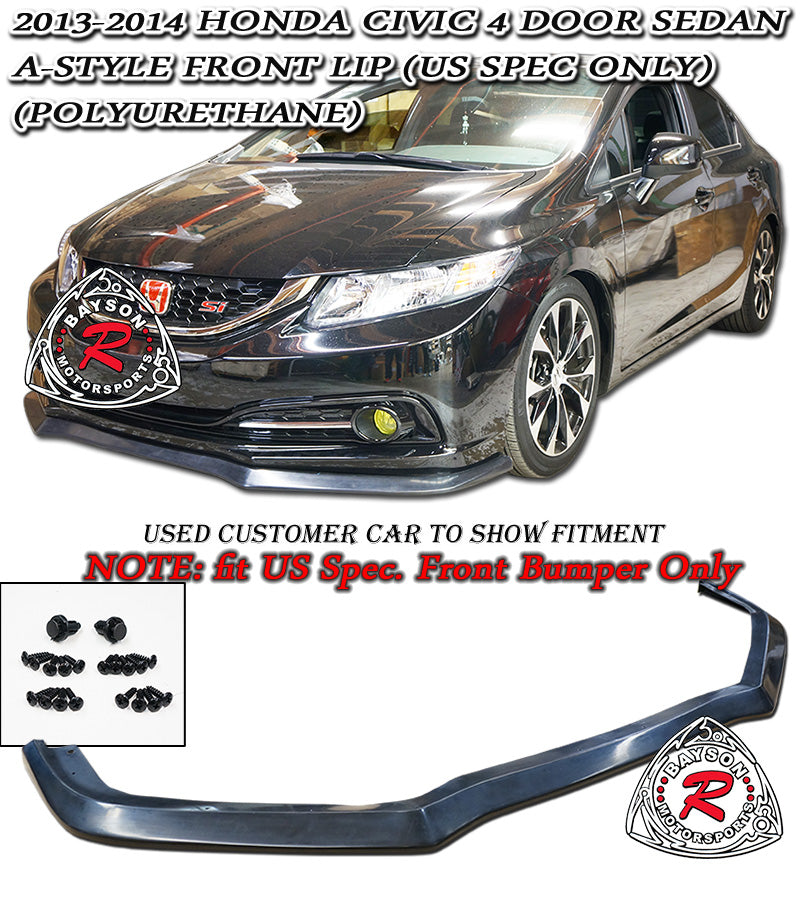 A Style Front Lip For 2013-2015 Honda Civic (4Dr Sedan)