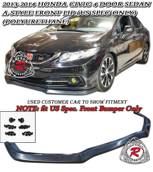 A Style Front Lip For 2013-2015 Honda Civic (4Dr Sedan)