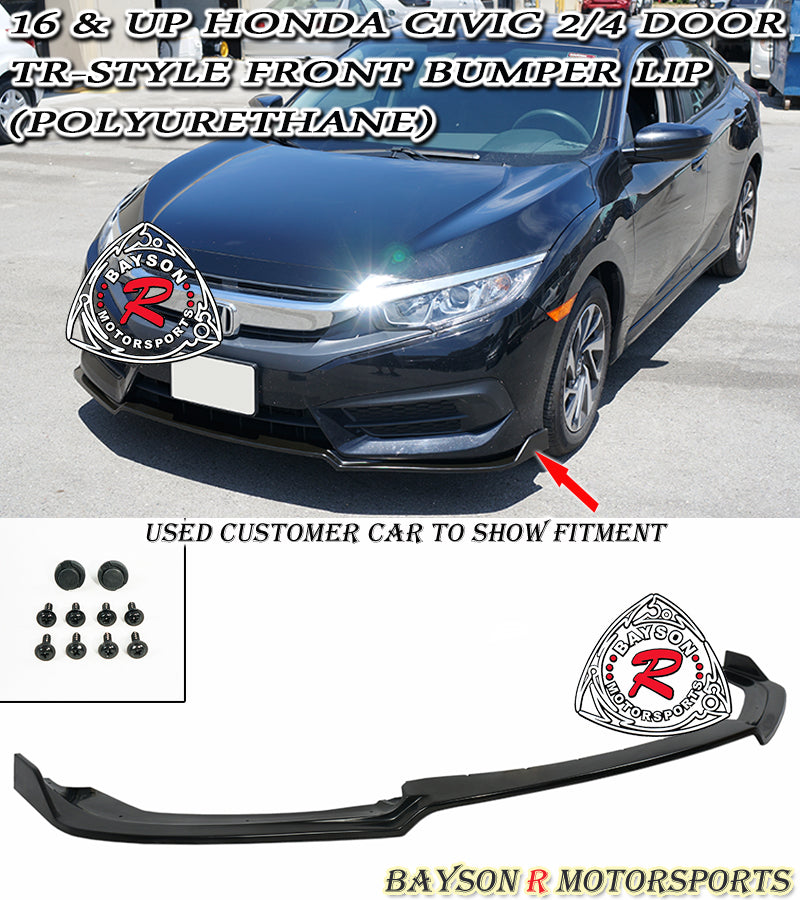 TR Style Front Lip For 2016-2018 Honda Civic (2Dr Coupe/4Dr Sedan)