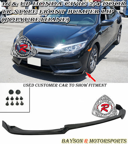 TR Style Front Lip For 2016-2018 Honda Civic (2Dr Coupe/4Dr Sedan)