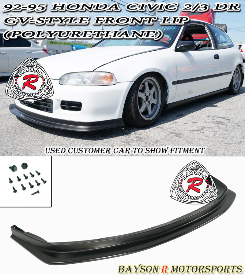 GV Style Front Lip For 1992-1995 Honda Civic (2Dr Coupe/3Dr Hatchback)