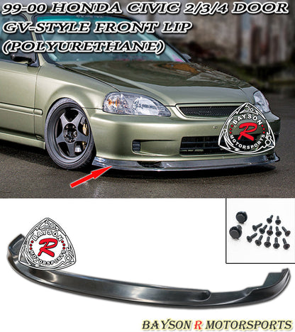 GV Style Front Lip For 1999-2000 Honda Civic (2Dr Coupe/3Dr Hatchback/4Dr Sedan)