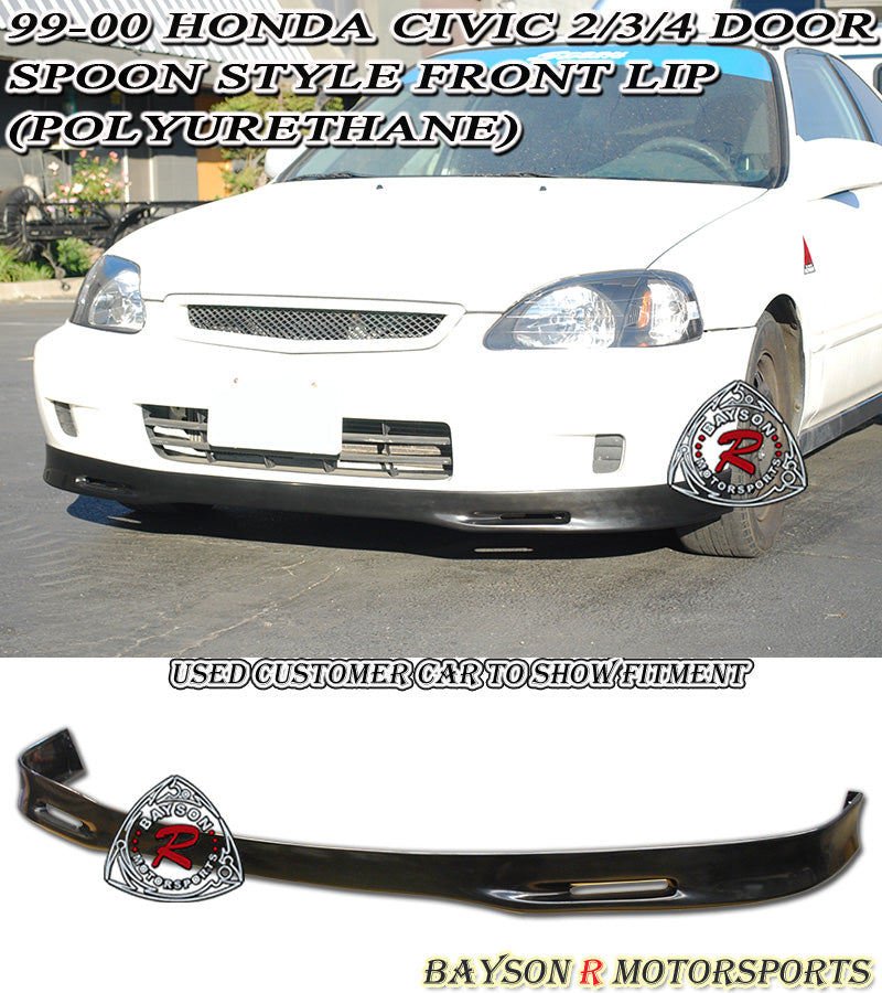 Spn Style Front Lip For 1999-2000 Honda Civic (2Dr Coupe/3Dr Hatchback/4Dr Sedan)