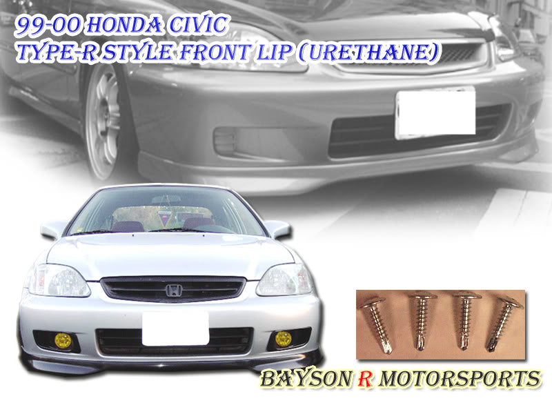 TR Style Front Lip For 1999-2000 Honda Civic (2Dr Coupe/3Dr Hatchback/4Dr Sedan)