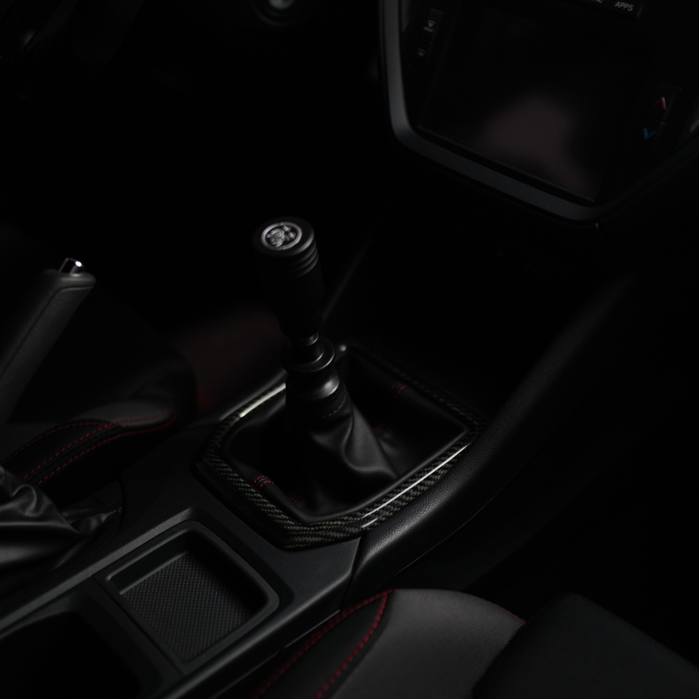 JDMuscle [22-25 WRX] MT Tanso Dry Carbon Fiber Shifter Trim Cover w/ Gloss Finish