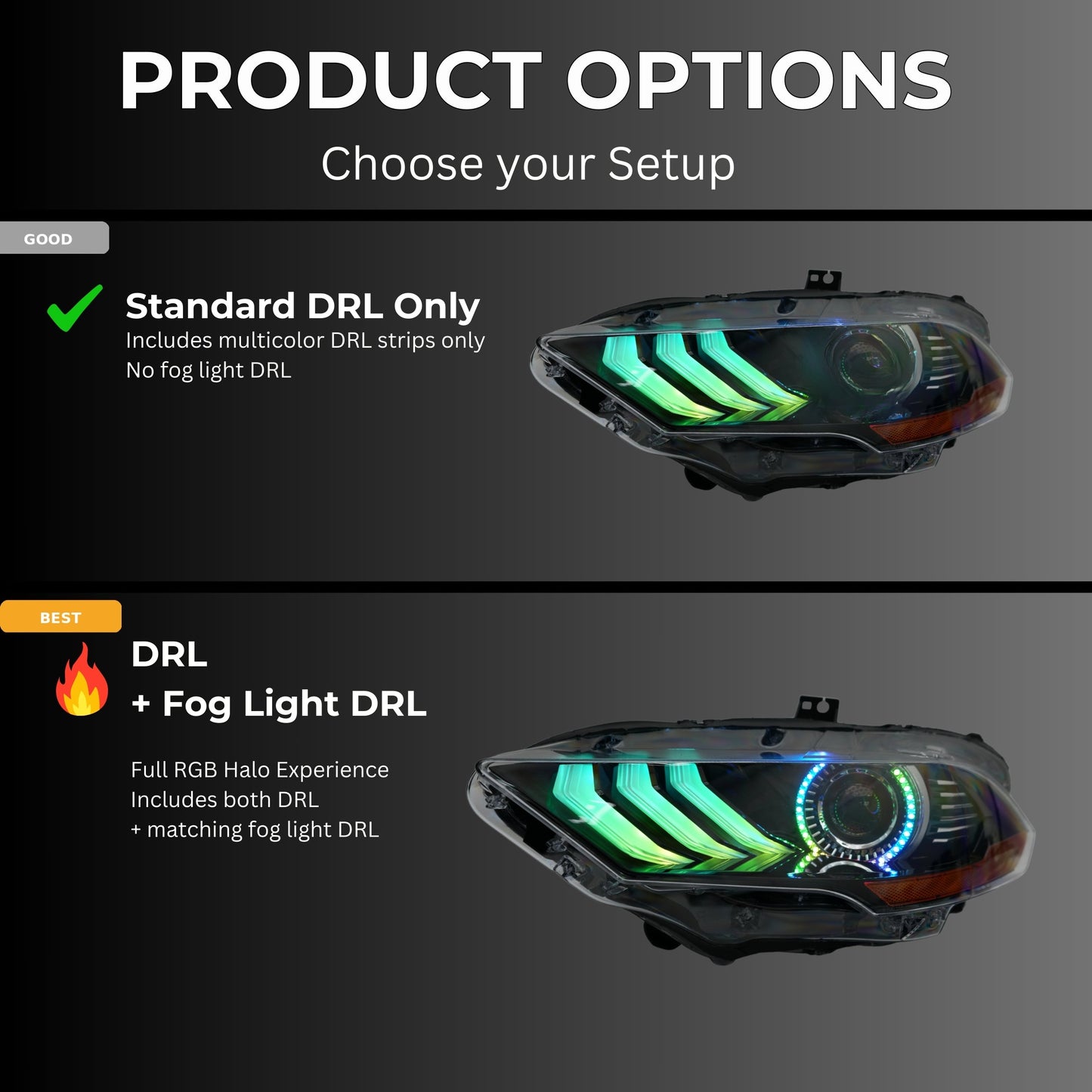 Ford Mustang Multicolor Flow Series DRL Boards (2018-2023)