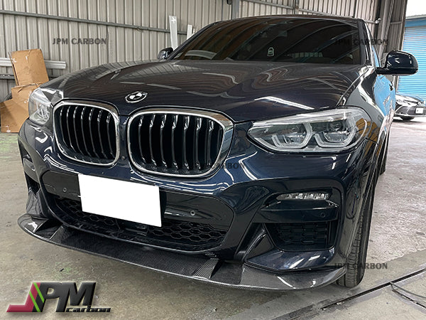 3D Style Carbon Fiber Front Bumper Add-on Lip Fits For 2018-2020 BMW G01 X3 / G02 X4 with M-sport Package Only