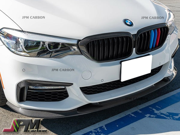3D Style Carbon Fiber Front Bumper Add-on Lip Fits For 2017-2020 BMW G30 5-Series with M-sport Package Only