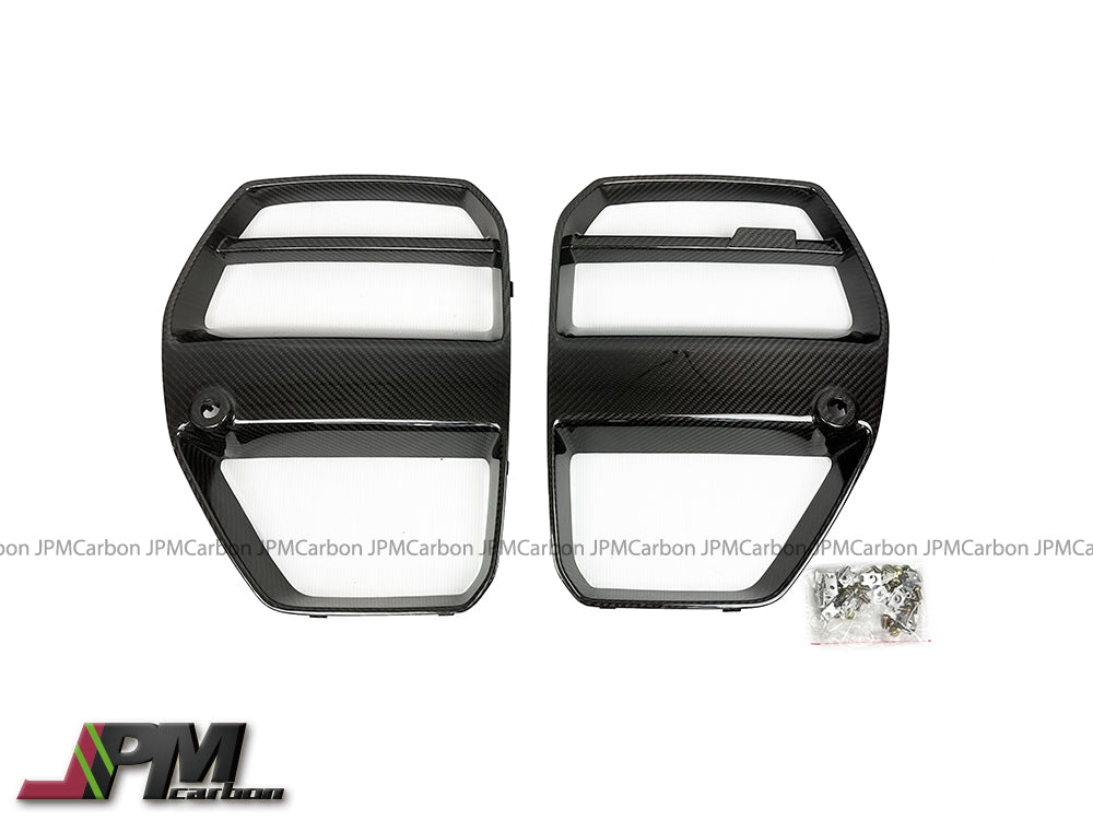 V Style Dry Carbon Front Nose Replacement Grille w/o ACC Fits For 2020-2025 BMW G80 M3 / G82 M4 Only