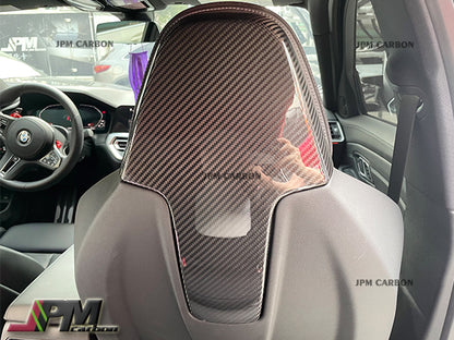 Carbon Fiber Front Seats Back Add-on Trim Covers Fits For 2020-2024 BMW G80 M3 / G82 M4 Only