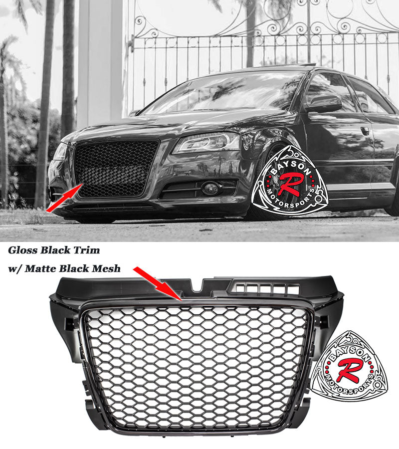 RS3 Style Front Grille (Black) For 2009-2013 Audi A3/S3 (8P)