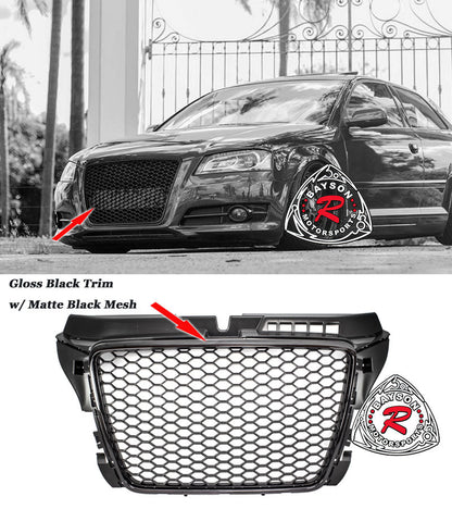 RS3 Style Front Grille (Black) For 2009-2013 Audi A3/S3 (8P)