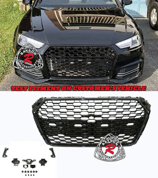 RS4 Style Front Grille (Black) For 2017-2019 Audi A4 S4 (B9)